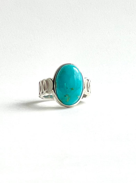 Oslo Ring in Turquoise original design Hannah Daye & Co sterling silver hand crafted