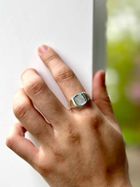 Milan Piccolo Ring Sky Blue Topaz by Hannah Daye jewels