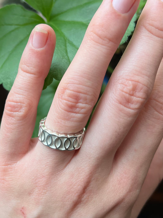 Oslo wide-band ring sterling silver by Hannah Daye design fine jewelry 