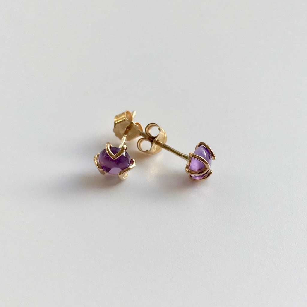 Amethyst 14k gold studs by Hannah Daye Ffbruary Birtstonee