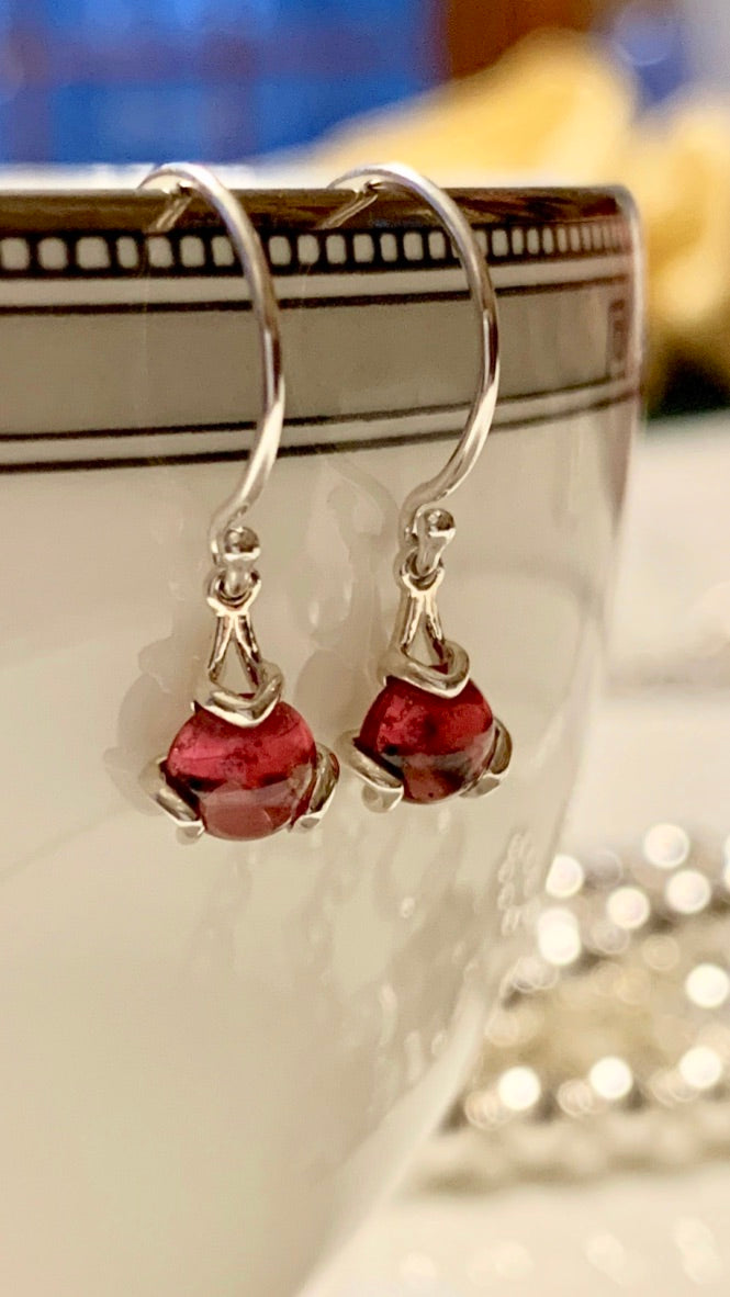 Rhodolite Garnet Fiore Drops in Sterling Silver by Hannah DAye & Co January Birthstone