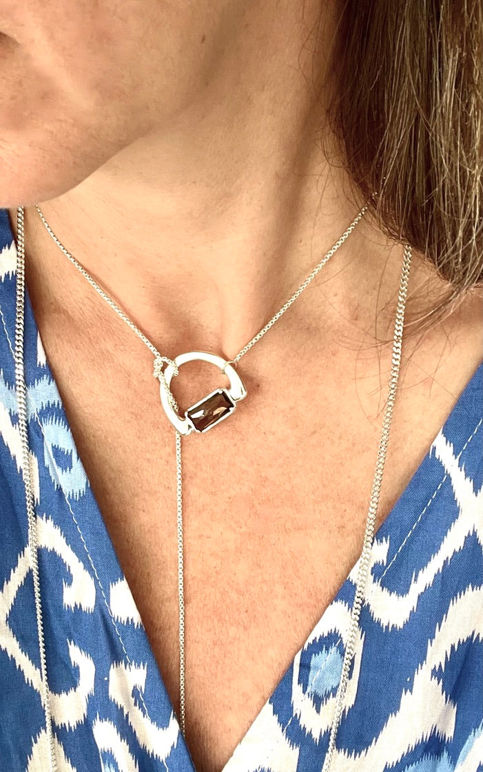 Smoky Quartz D Ring Lariat by Hannah Daye