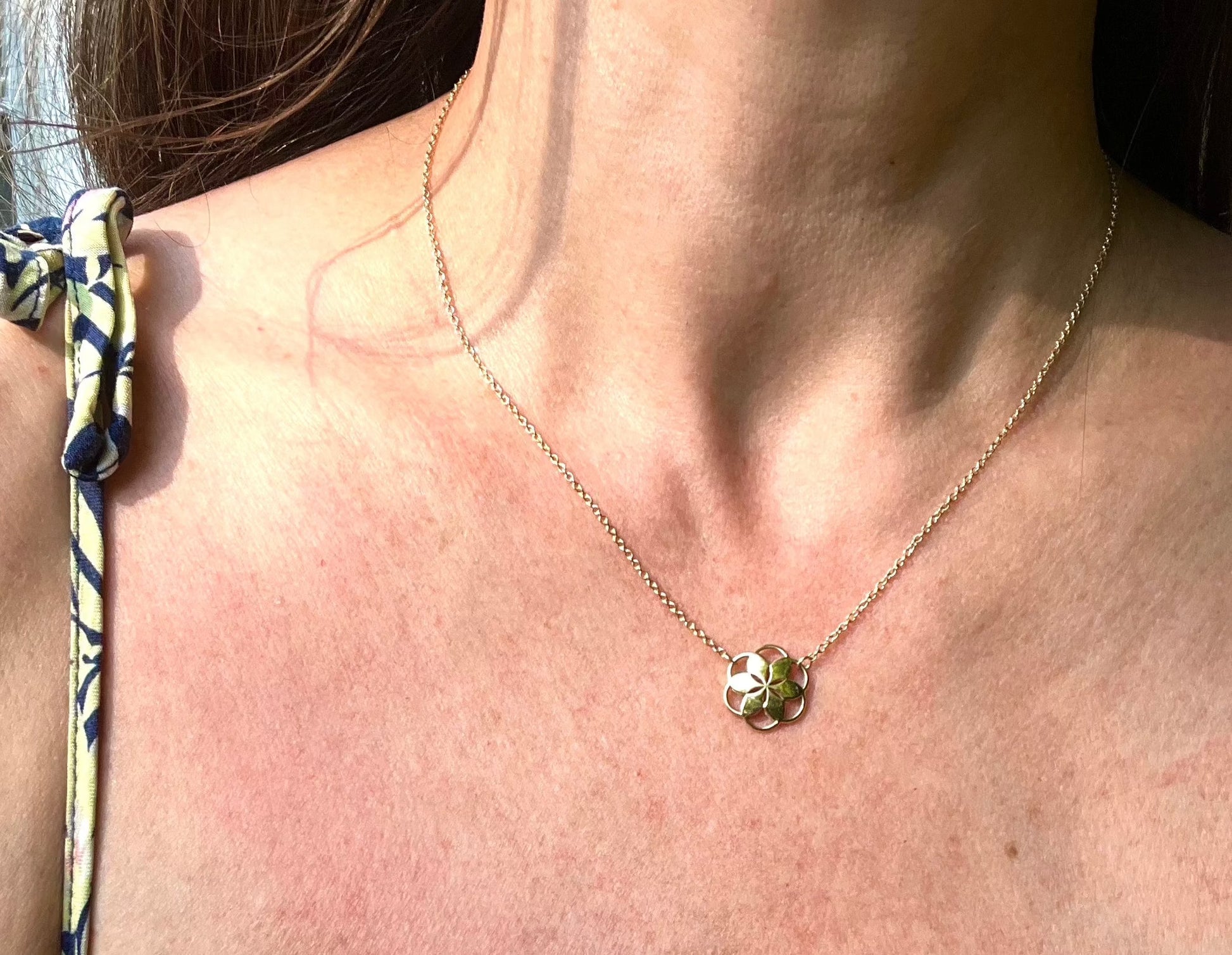 Rosette Petite Necklace in 14k gold by Hannah Daye & Co