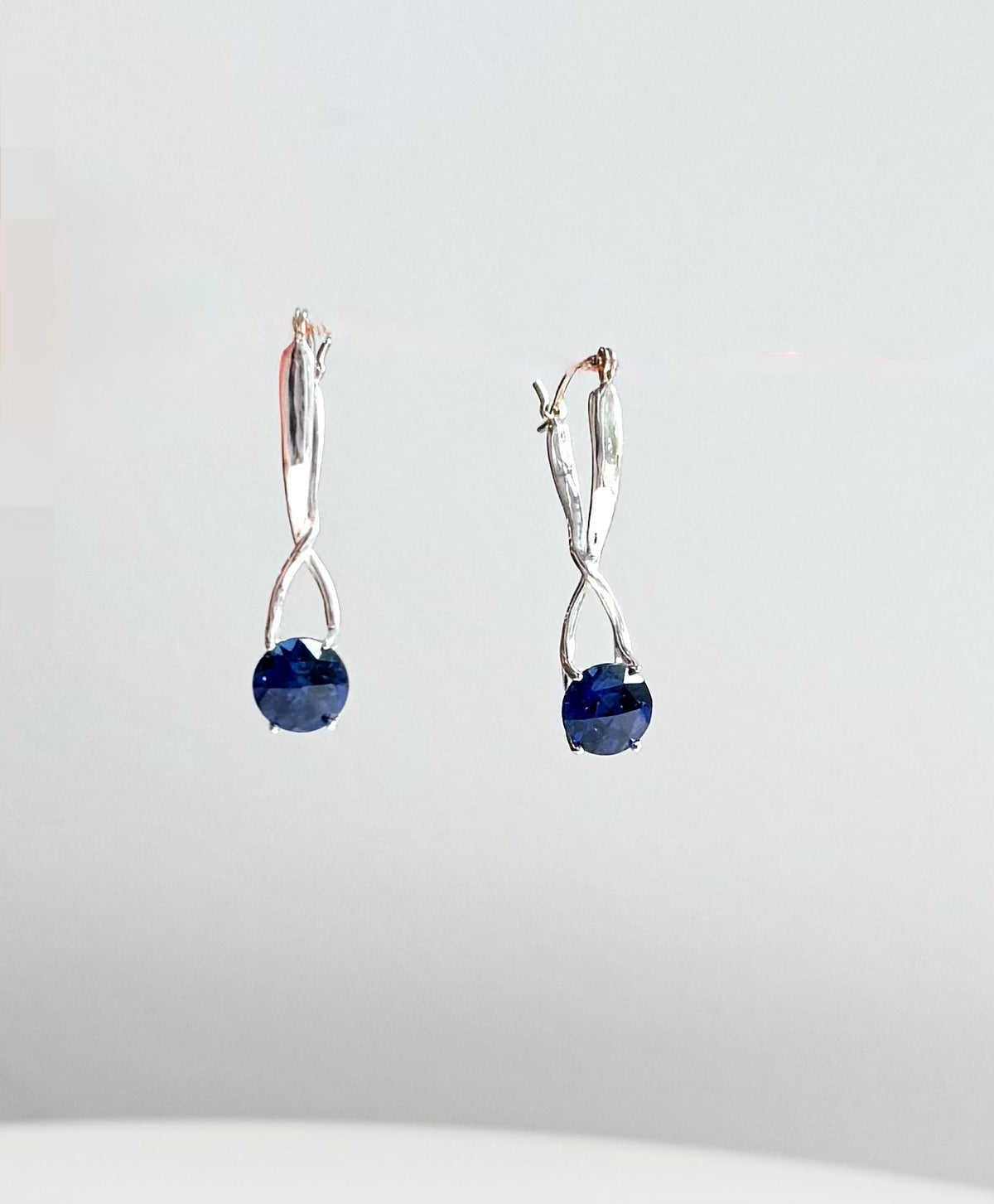 blue drop earrings set in sterling silver