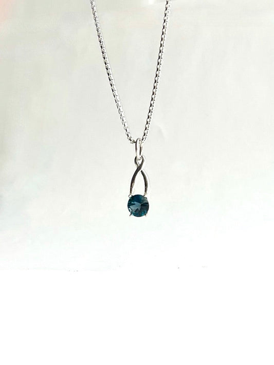 London Blue Topaz Brillante Charm 22" CSterling SIlver Chain by Hannah Daye & Co original design