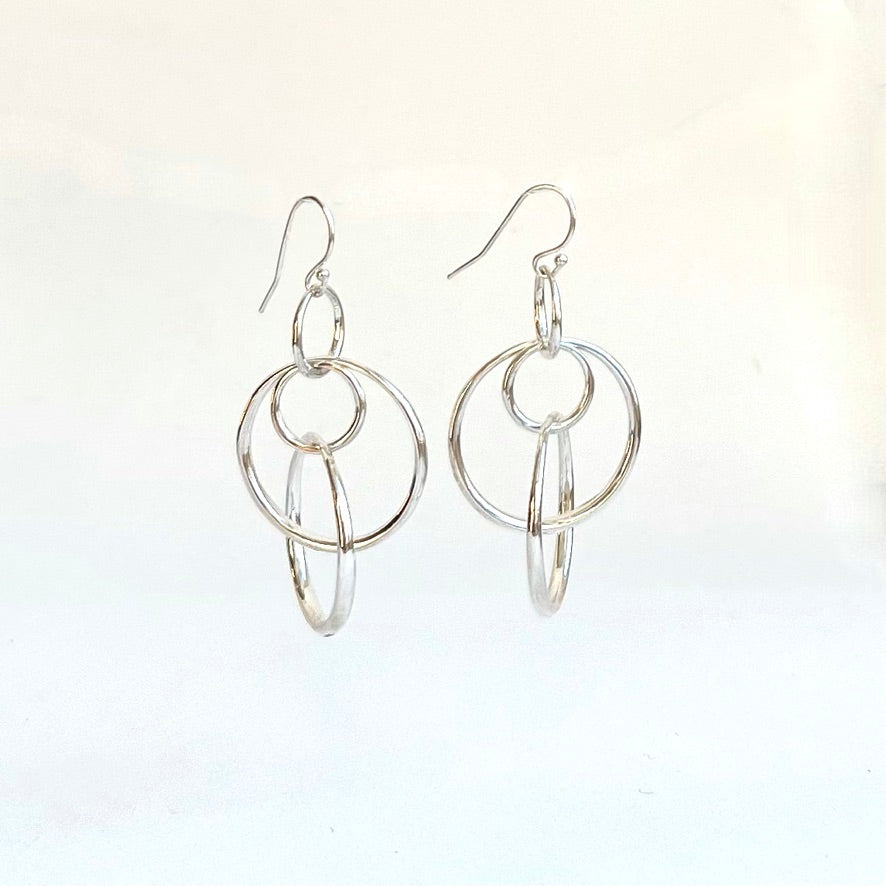 Sterling Silver Saturn Singles by Hannah Daye original design hand cast earrings dangles hoops