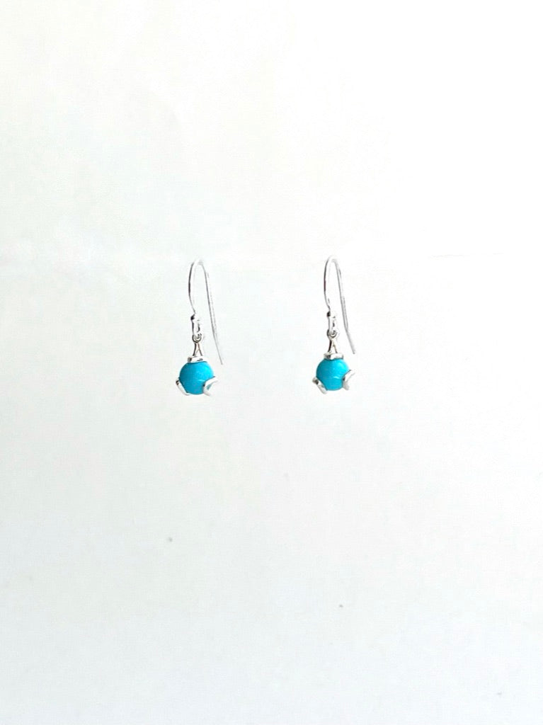 Turquoise Fiore Drops in Sterling Silver by Hannah Daye & Co original design fine jewelry