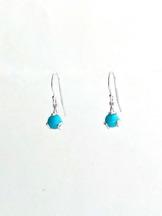 Turquoise Fiore Drops in Sterling Silver by Hannah Daye & Co original design fine jewelry
