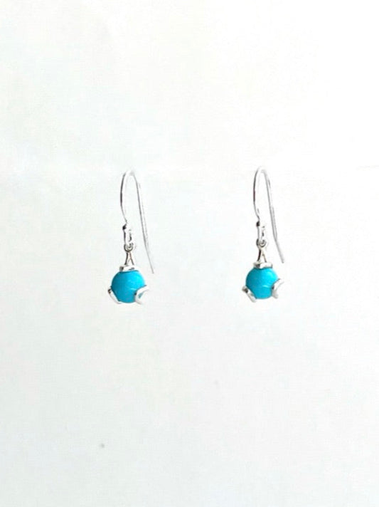 Turquoise Fiore Drops in Sterling Silver by Hannah Daye & Co original design fine jewelry