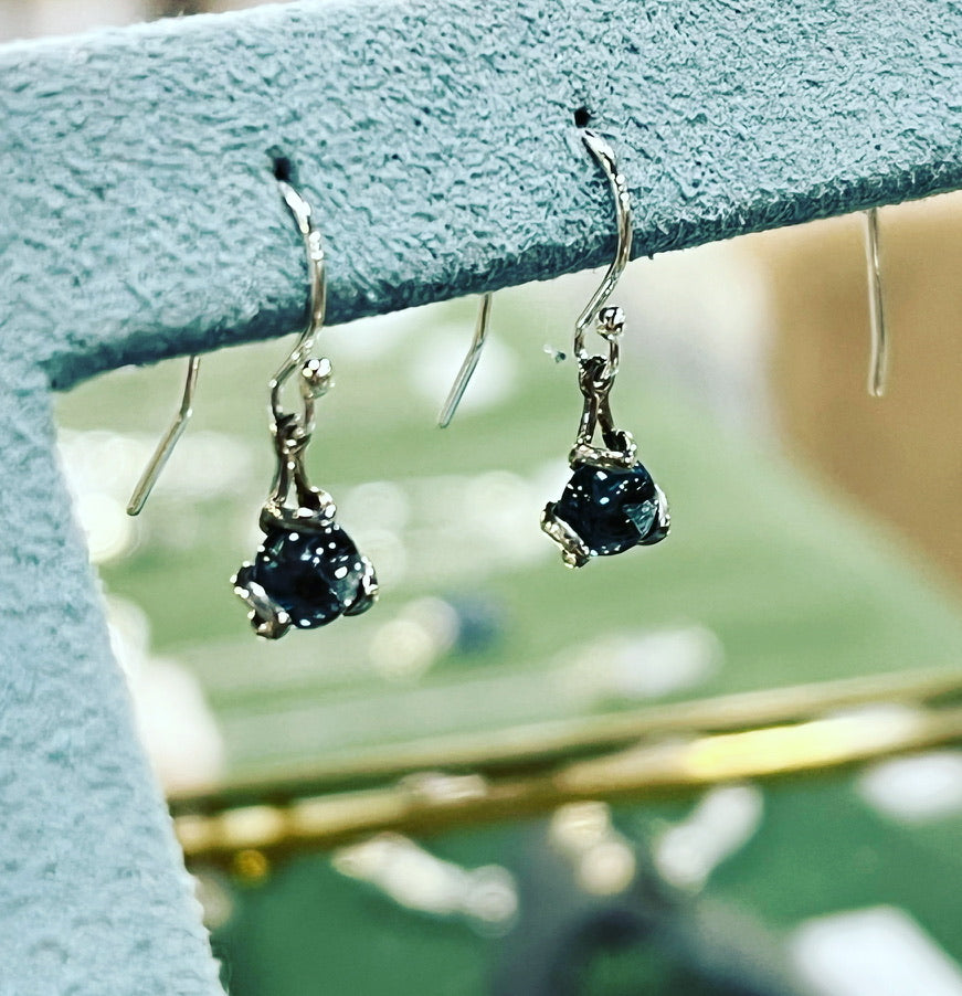 London Blue Topaz Fiore Drops Sterlign Silver Earrings by Hannah Daye orgiinal design hand made
