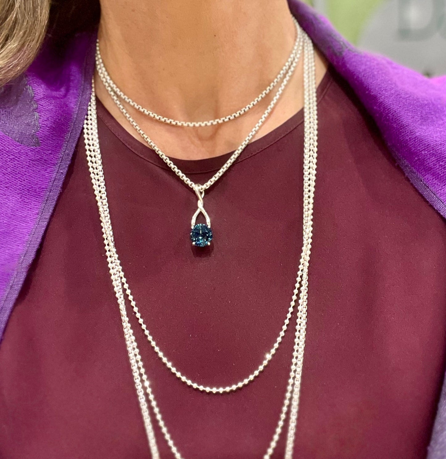Brillante Pendant london blue topaz sterling silver Hannah Daye & Co