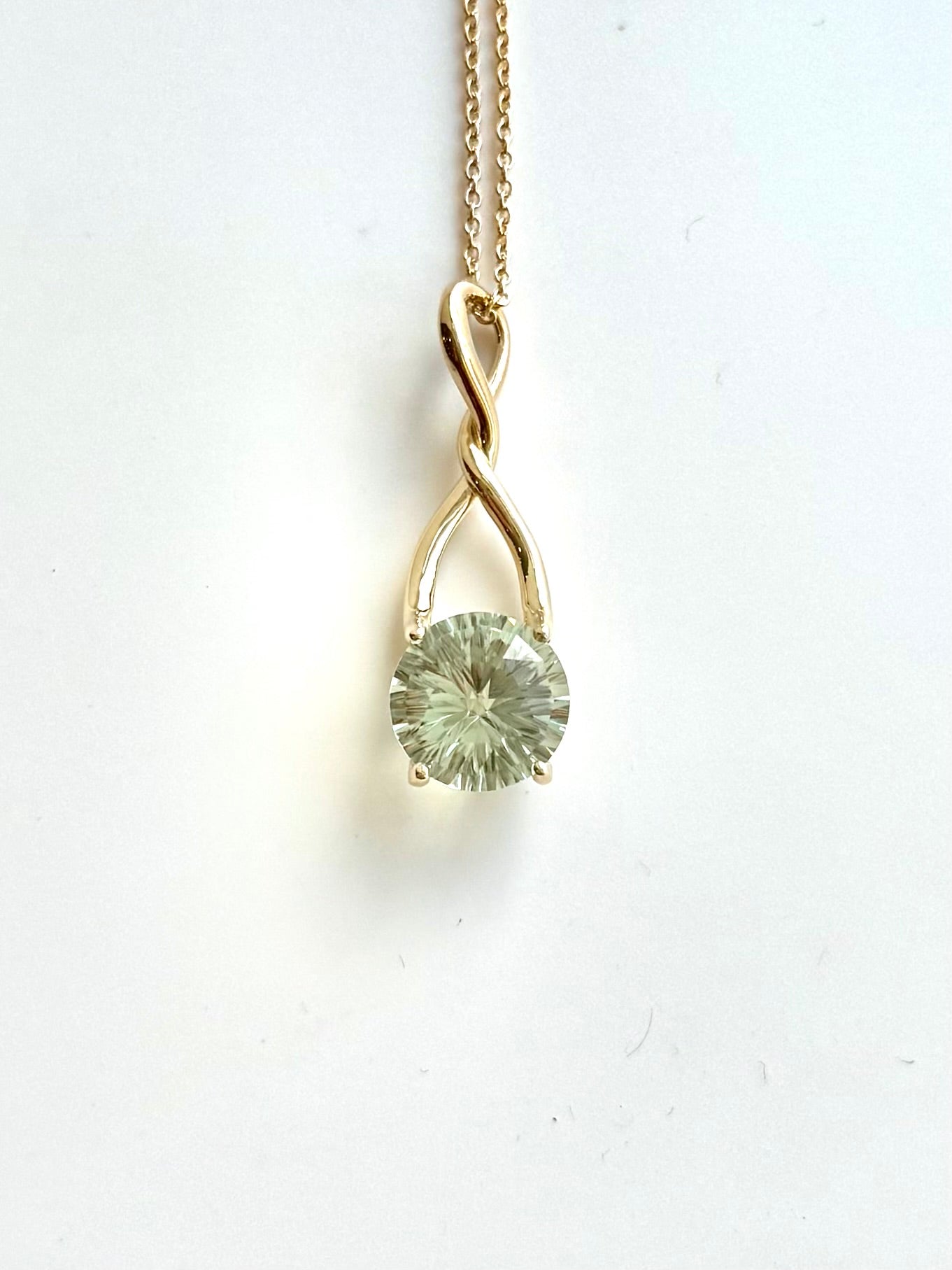Brillante Pendant 14k yellow gold Green Amethyst by Hannah Daye fine jewelry hand-crafted oe of a kind