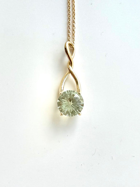 Brillante Pendant 14k yellow gold Green Amethyst by Hannah Daye fine jewelry hand-crafted oe of a kind