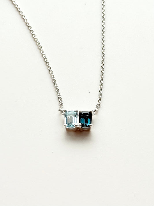 london blue topaz and sky blue topaz Lexington Necklace by Hannah Daye fine jewelry original design hand made in sterling silver