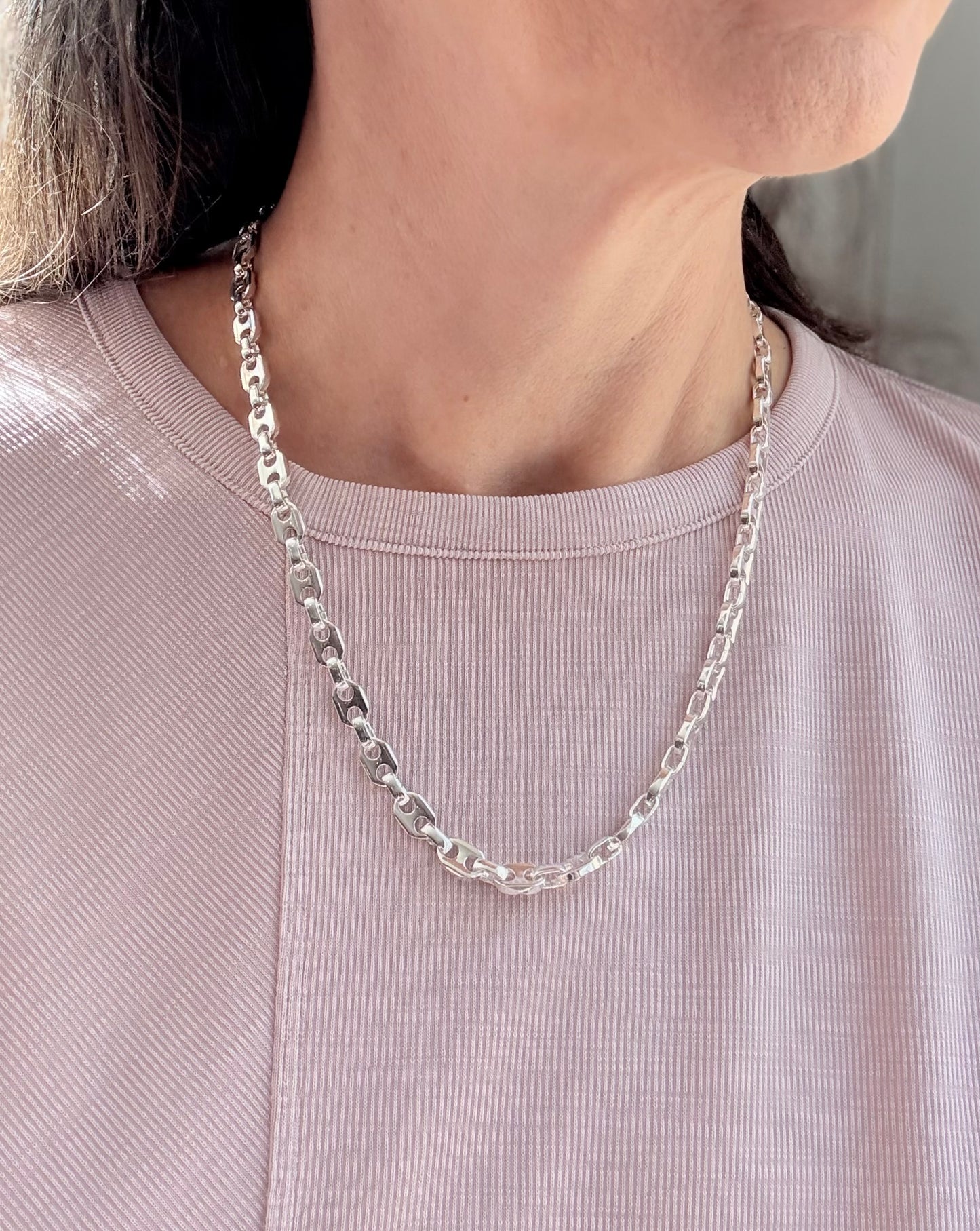 Mariner Necklace shown at 20" notched length by Hannah Daye & Co sterling silver