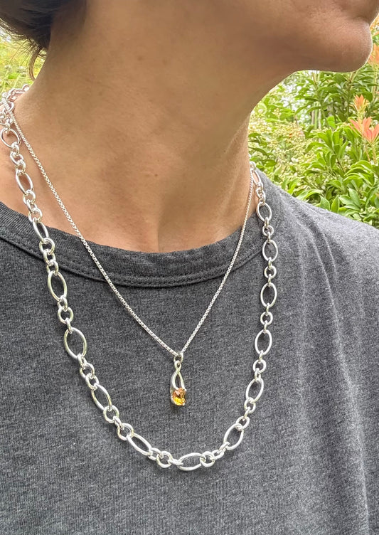 Brillante Charm Pendant Citrine layered with Cascade Necklace all by Hannah Daye jewelry