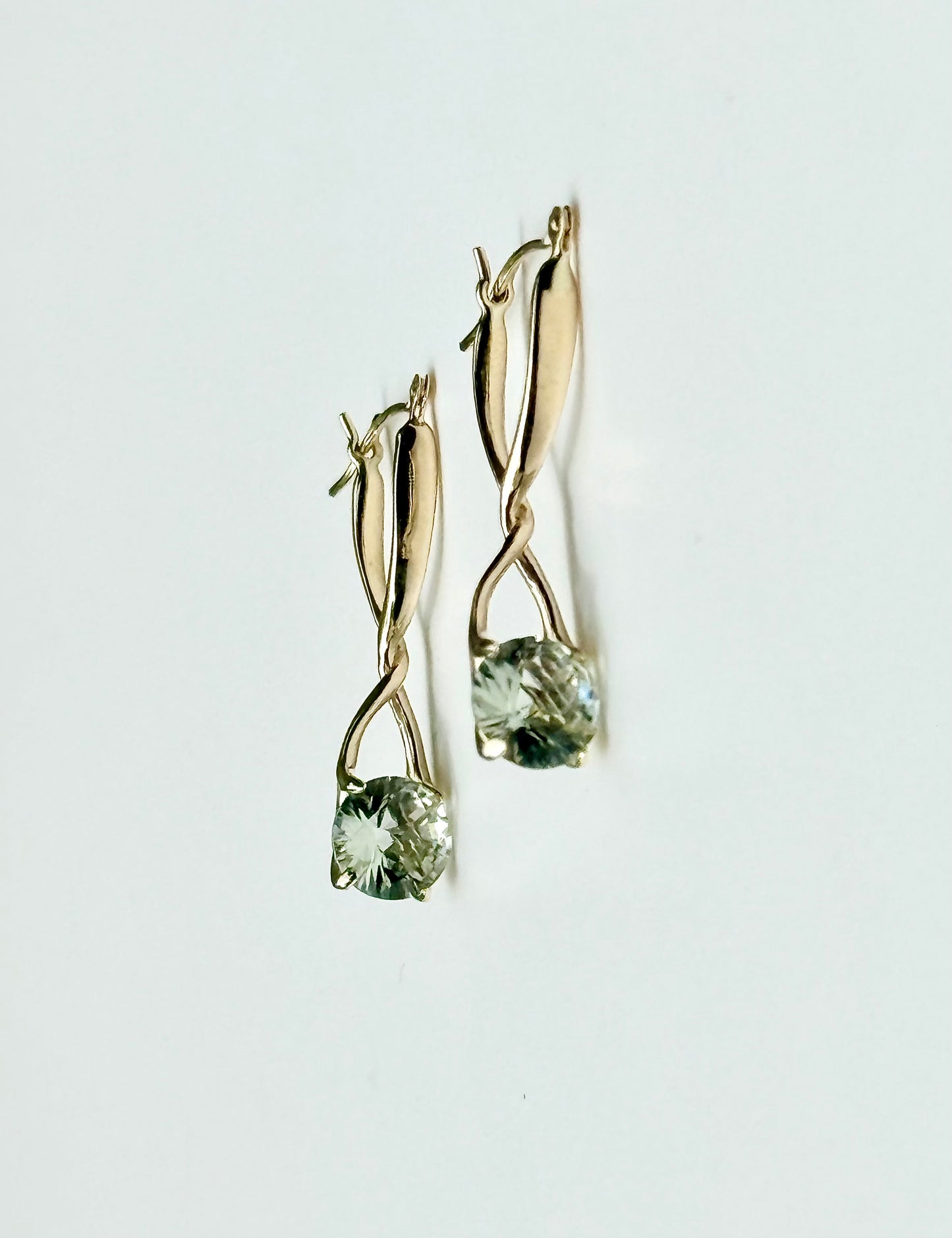 Brillante Earrings 14k gold green amethyst by Hannah Daye & Co