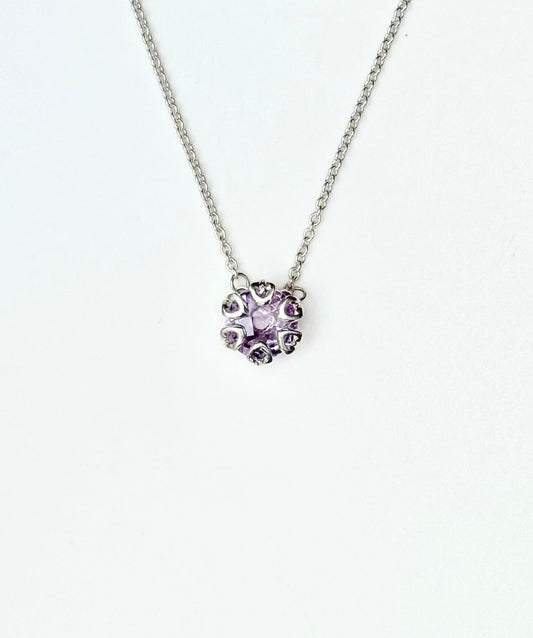 Rose Amethyst Poppy Necklace in sterling silver by Hannah Daye fine jewelry
