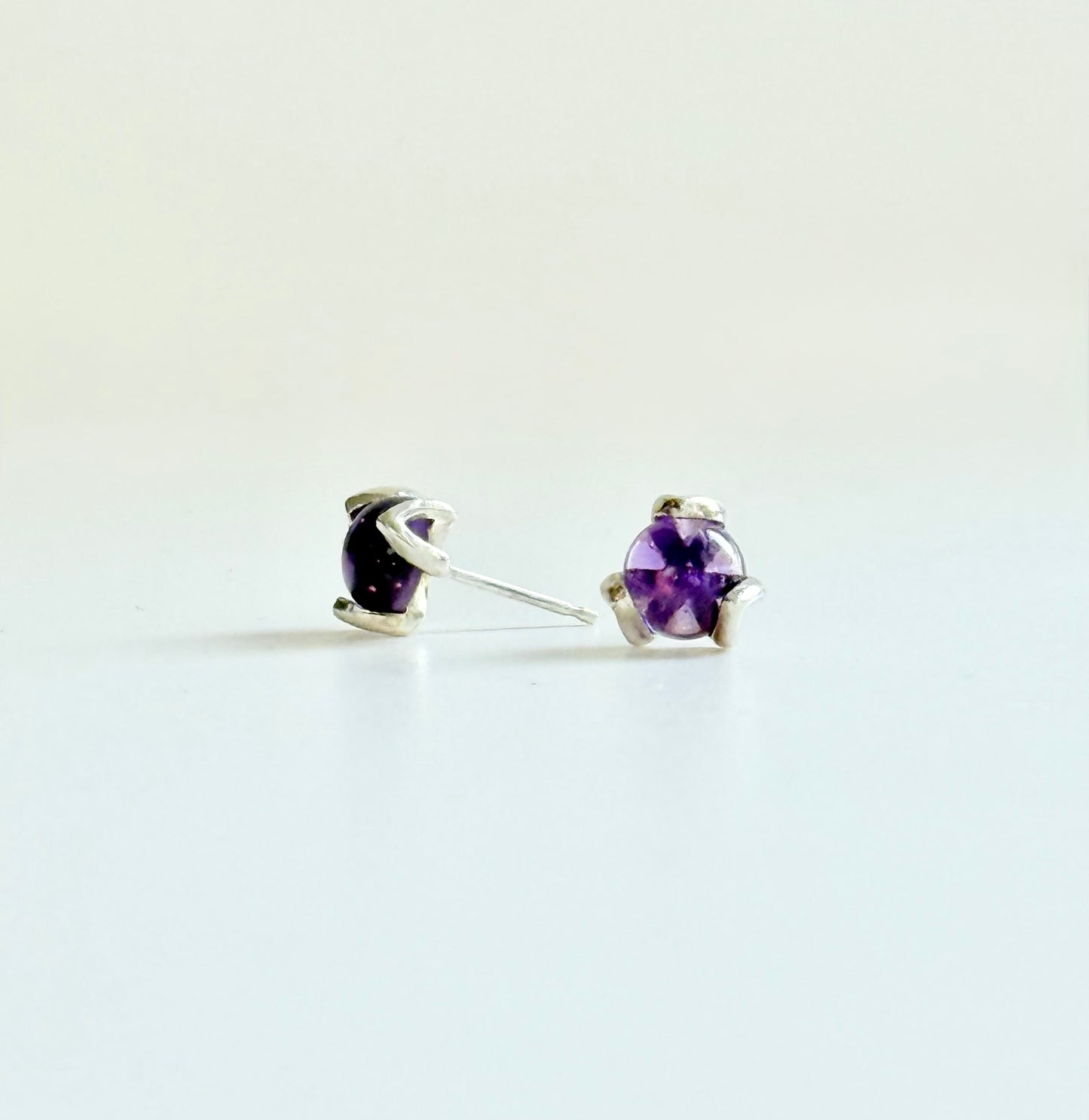 Fiore MAX stud earrings posts sterling silver by Hannah Daye & Co original designs Amethyst
