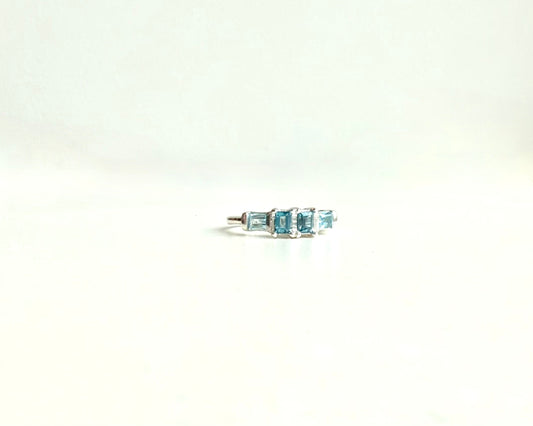 Lexi Band Ring London Blue Topaz and Swiss Blue Topaz by Hannah Daye original design artisan crafted Sterling silver