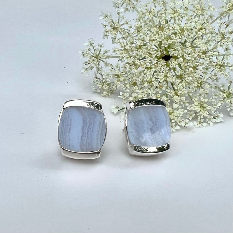 Lavender Agate sterling silver earrings - Milan Collection - Hannah Daye & Company