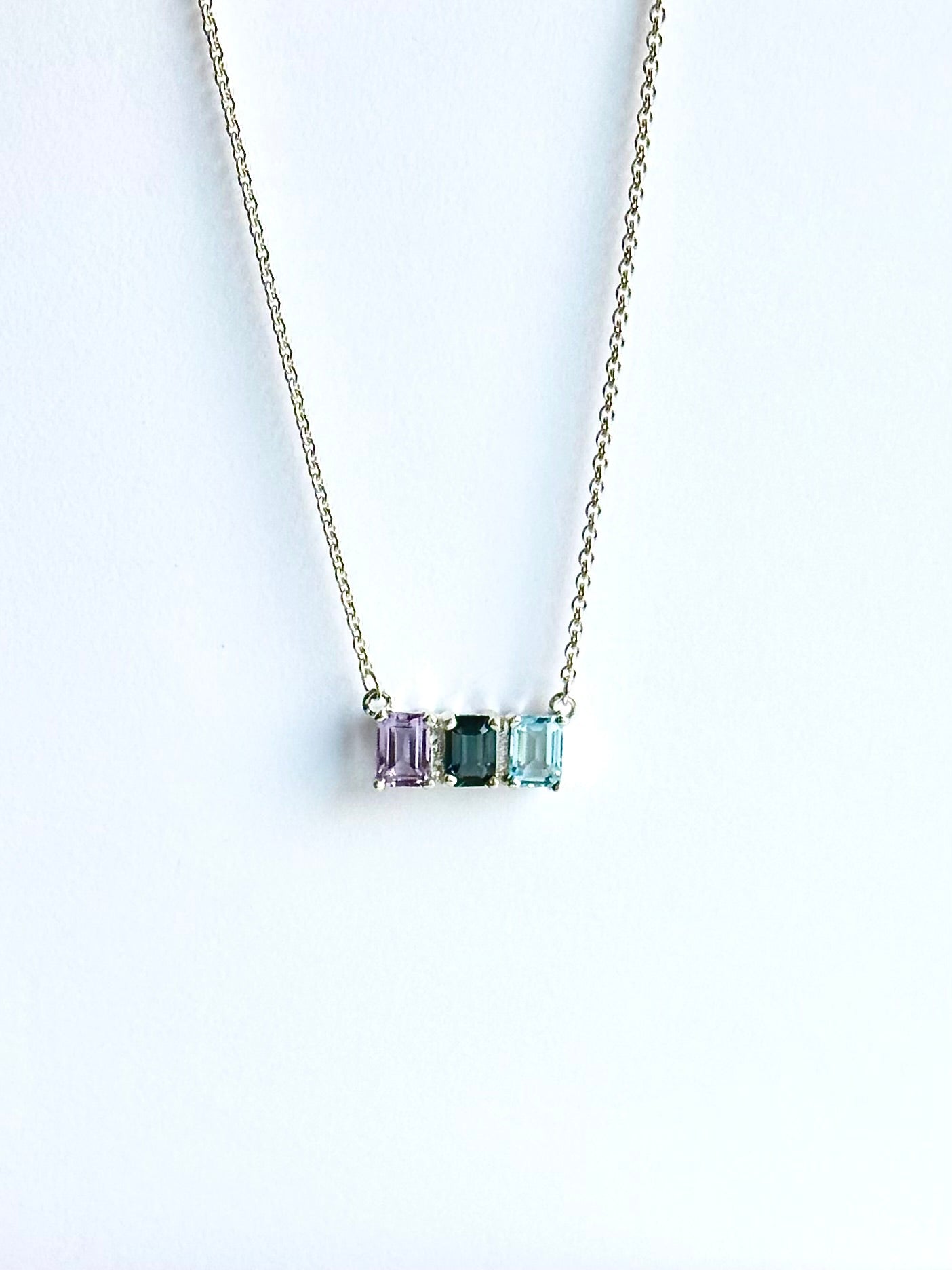 Lexington Triple Necklace - Rose Amethyst & Blue Topaz - Hannah Daye & Company