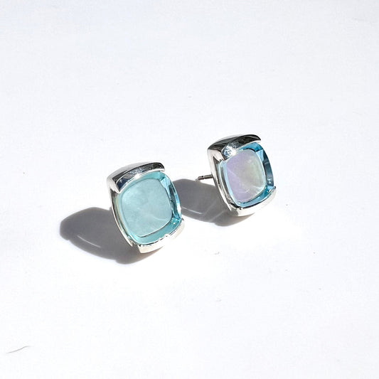Milan Earrings Sky Topaz doublets by Hannah Daye
