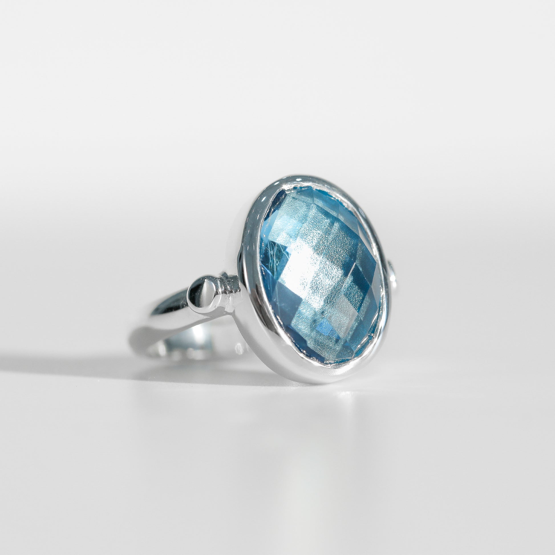 Sabine Ring Swiss Blue Topaz North South  Hannah Daye & Co