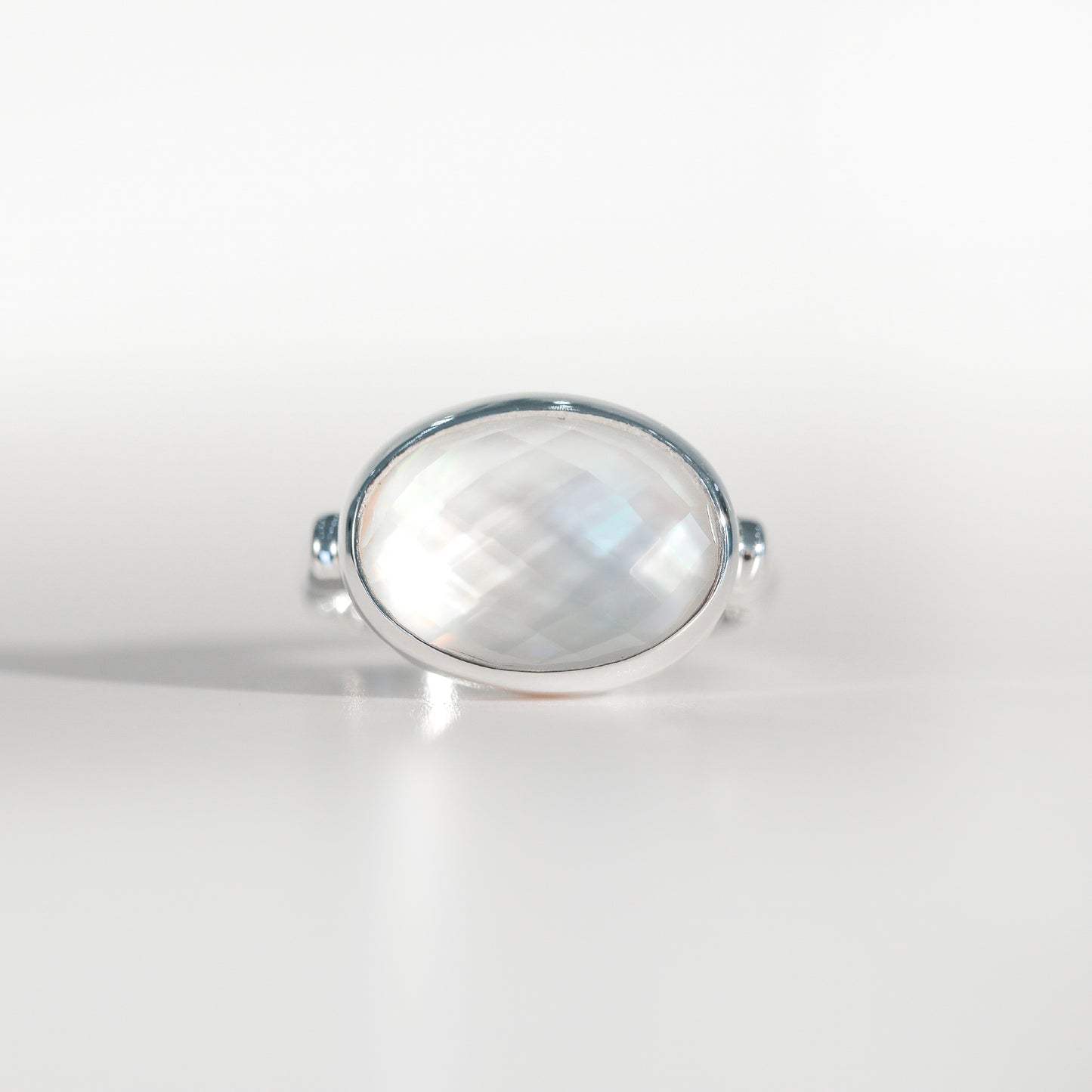 Sabine Ring Mother of Pearl doublet in sterling silver Hannah Daye & Co