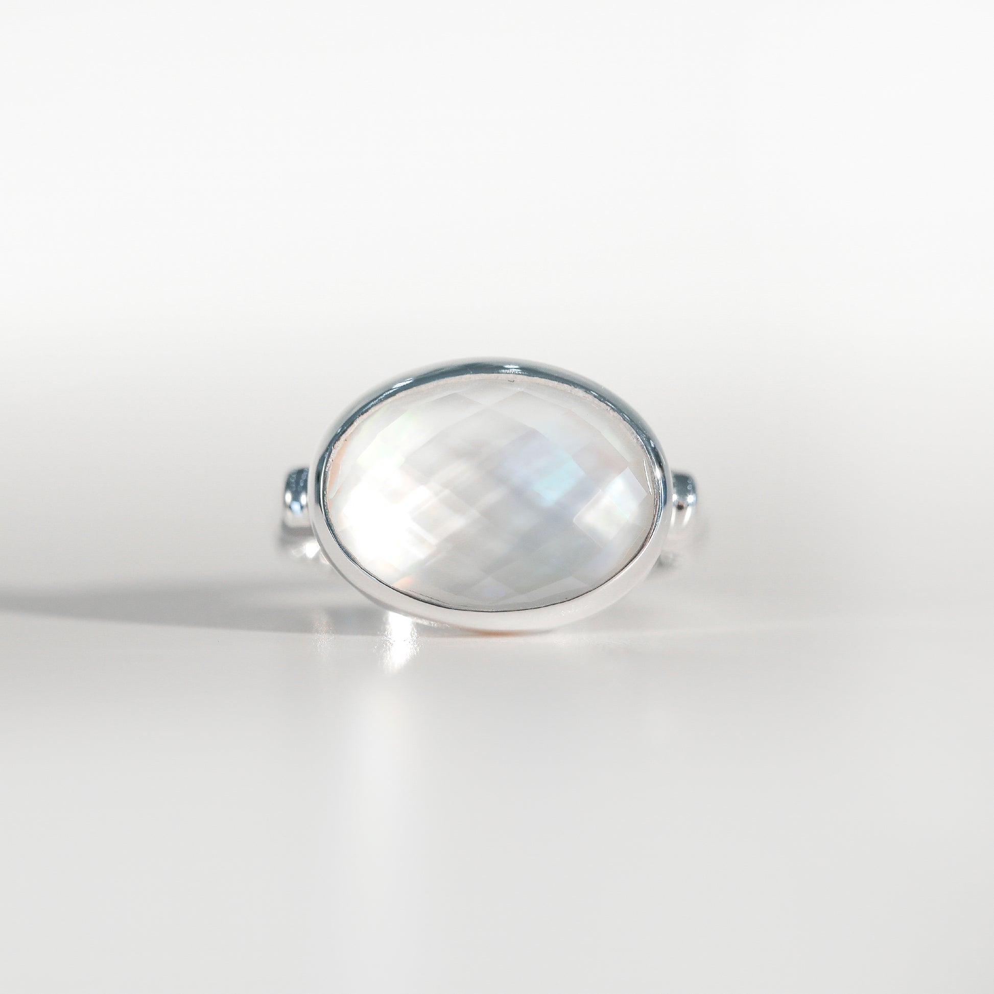 Sabine Ring Mother of Pearl doublet in sterling silver Hannah Daye & Co