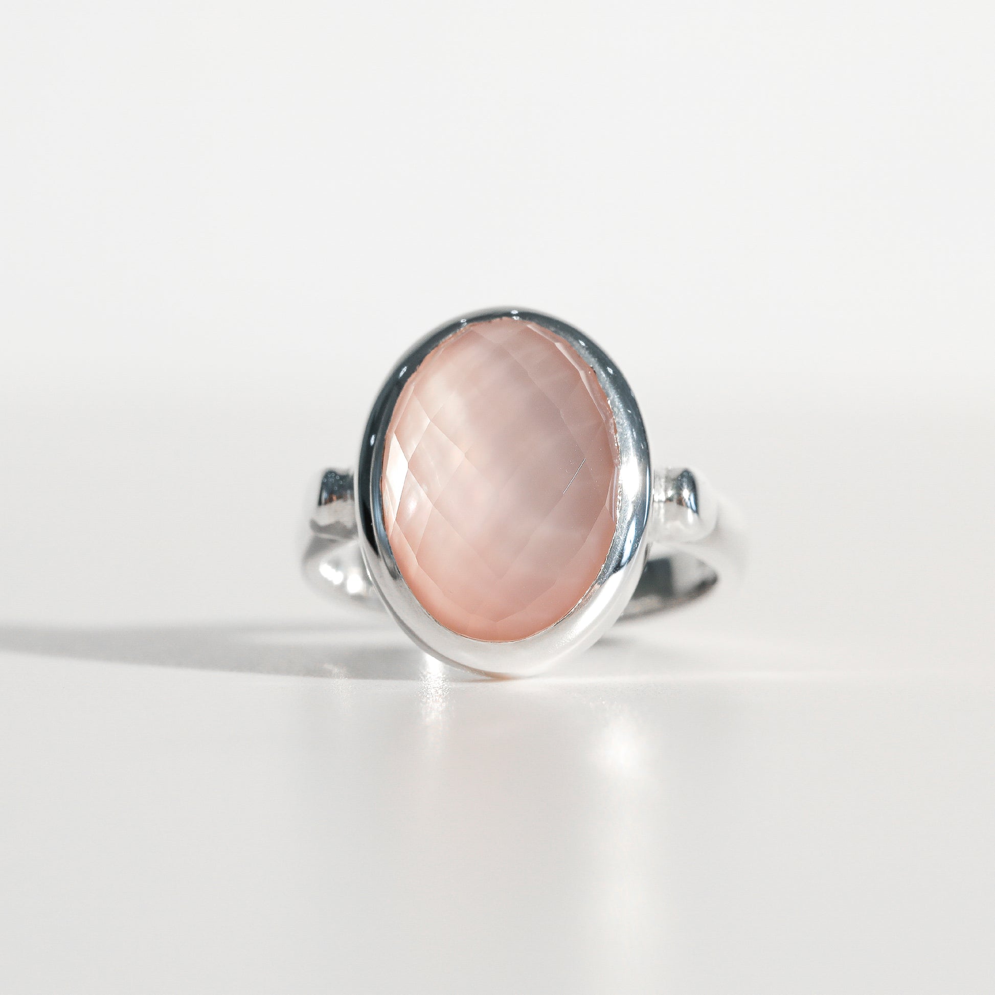 Sabine Ring Rose Quartz in sterling silver Hannah Daye & Co