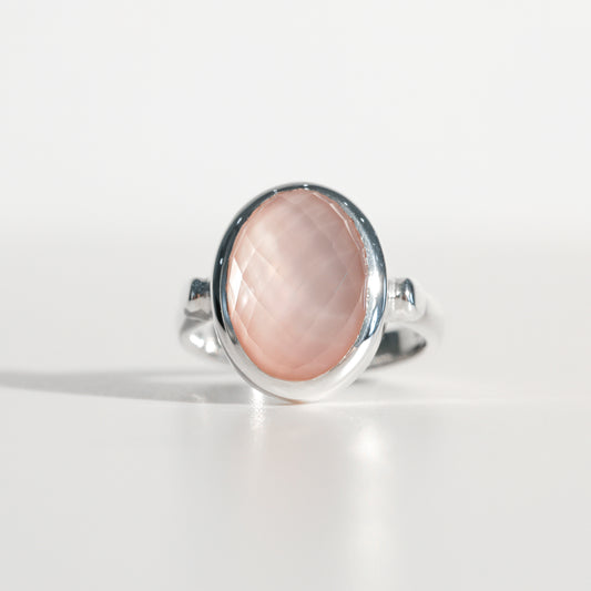 Sabine Ring Rose Quartz in sterling silver Hannah Daye & Co