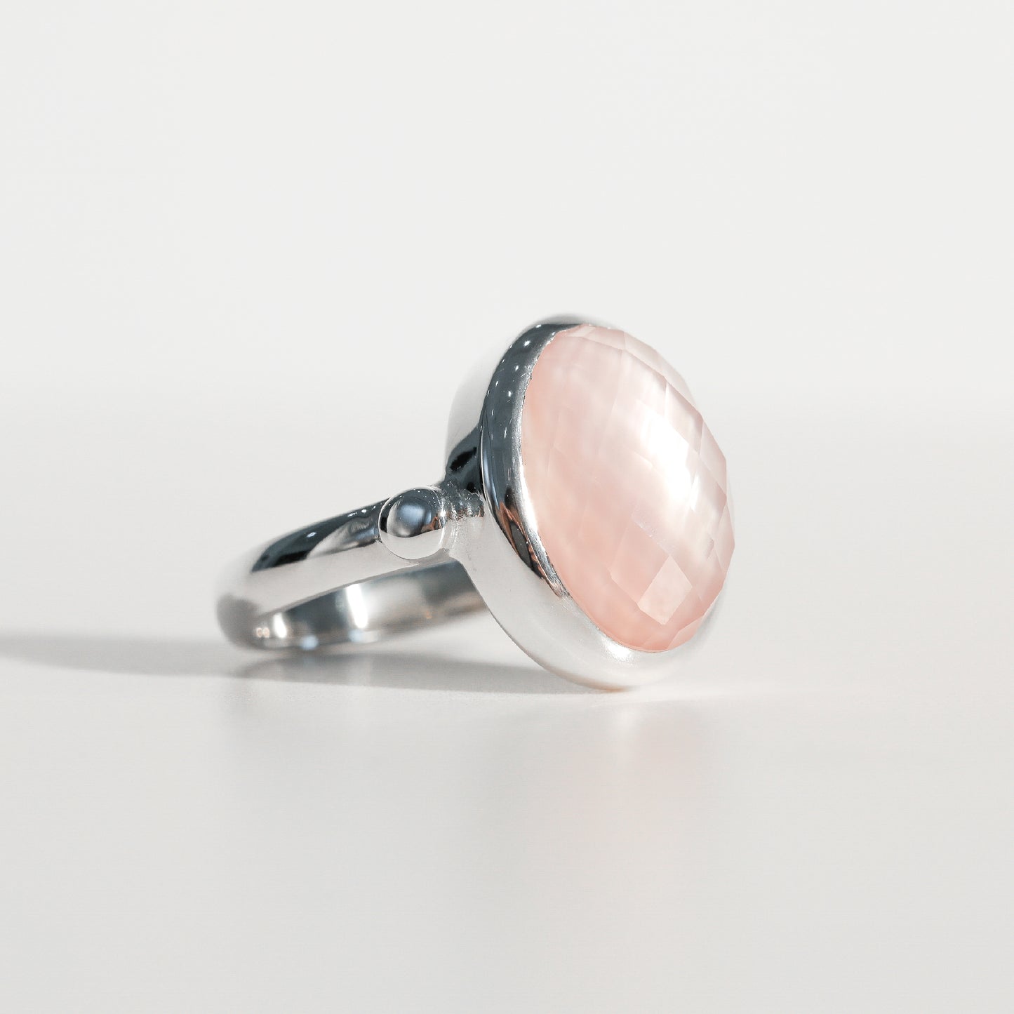 Sabine Ring Rose Quartz in sterling silver Hannah Daye & Co