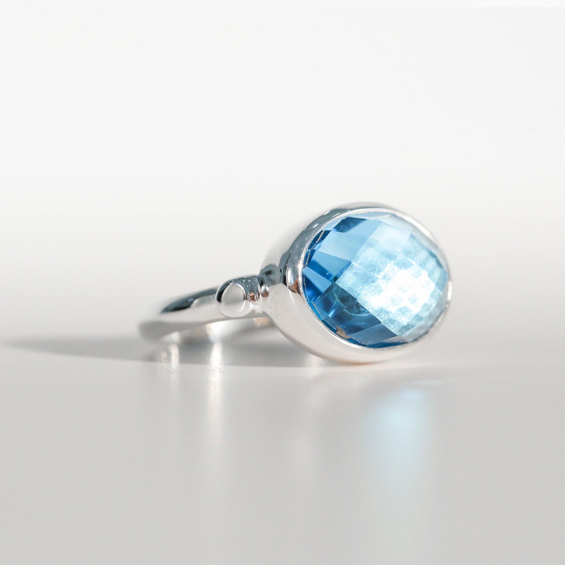 Sabine Ring Swiss Blue Topaz in sterling silver Hannah Daye & Co