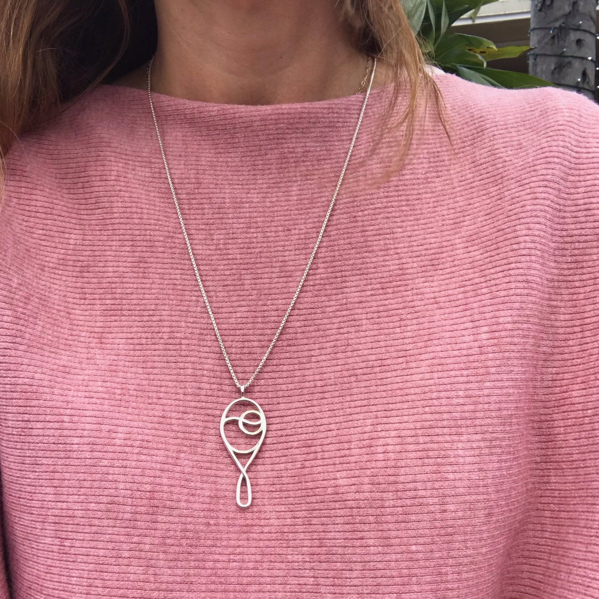 Deuce Grand Pendant Silver Sterling Tennis 24" Hannah Daye & Co