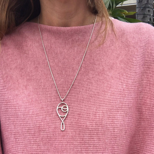 Deuce Grand Pendant Silver Sterling Tennis 24" Hannah Daye & Co