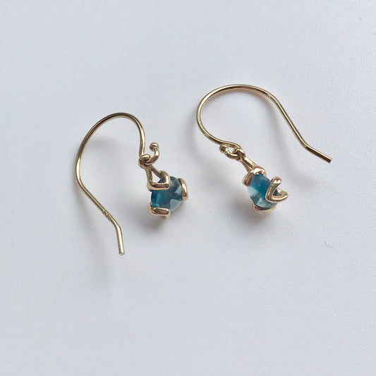 Fiore 14k gold drop earrings london blue topaz Hannah Daye & Co