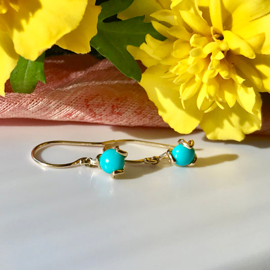 Fiore gemstone 14k gold drop earring Turquoise Kingman Hannah Daye & Co