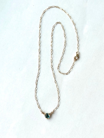 London Blue Topaz 14k yellow gold necklace Fiore Fiorella by Hannah Daye jewelry