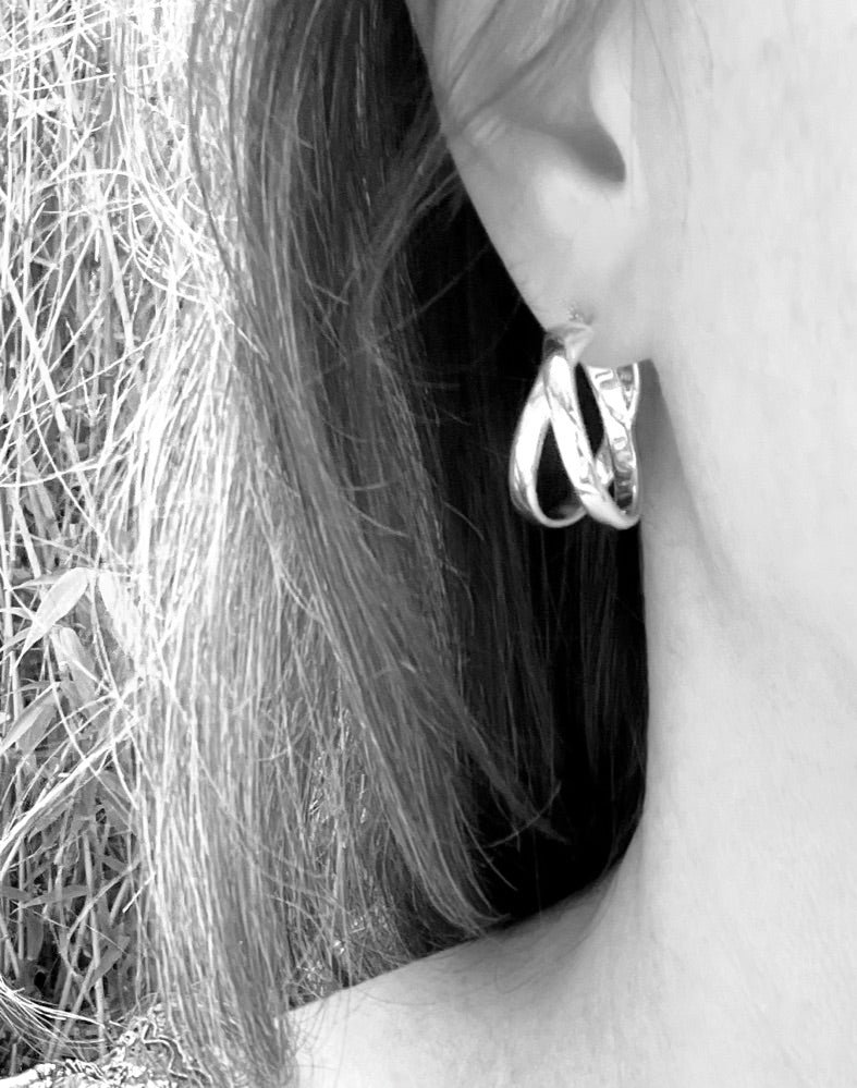 Wearing Milan Piccolo Hoops by Hannah Daye