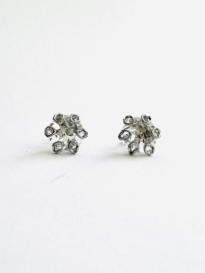 Poppy Earrings posts in white topaz set in 14k white gold by Hannah Daye & Co sparkling jewelry