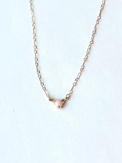 14k Gold Fiore Necklace Pink Opal by Hannah DAye