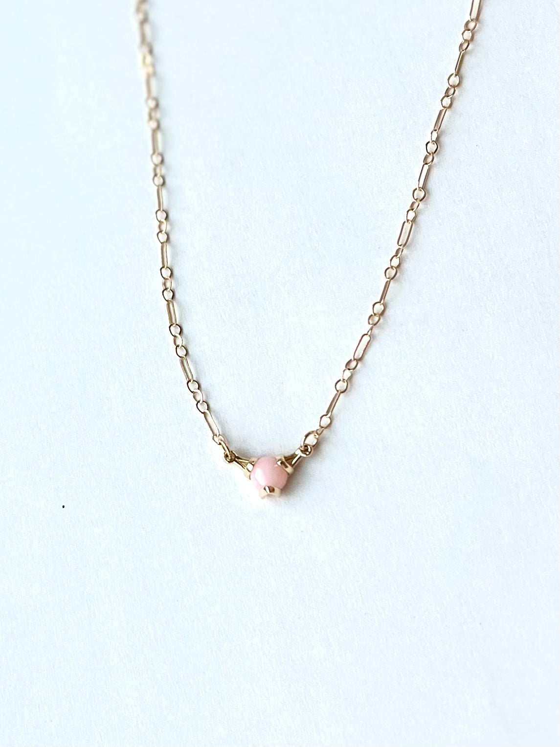 14k Gold Fiore Necklace Pink Opal by Hannah DAye
