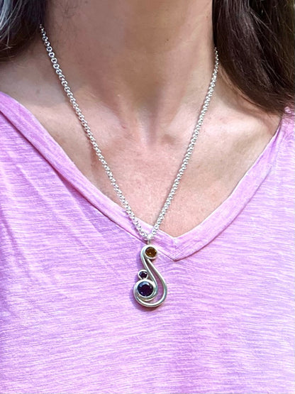 Wearing Aria Amethyst Pendant 20" chain