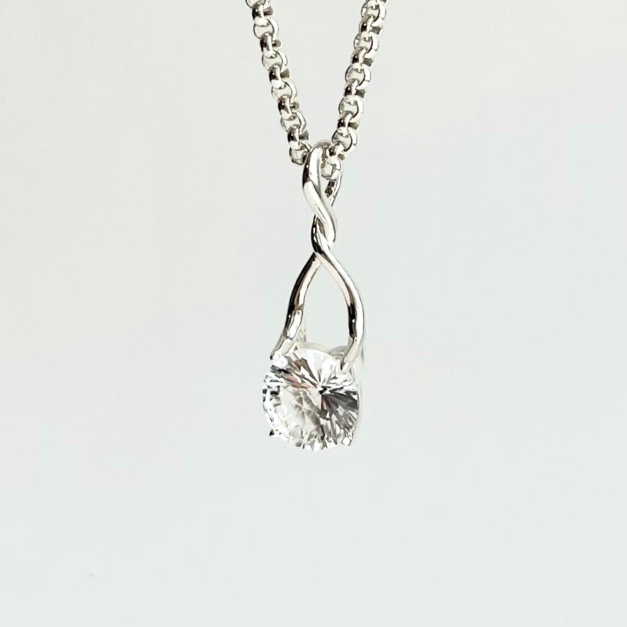 side view Brillante White Topaz pendant by Hannah Daye original design hand cast jewelry