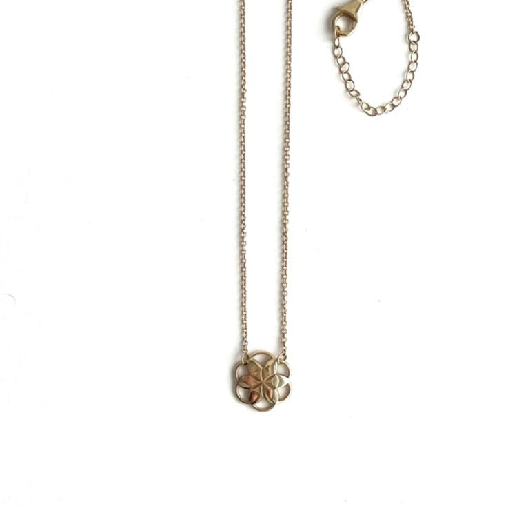Rosette Piccolo Necklace in 14k yellow gold by Hannah Daye fine jewelry design