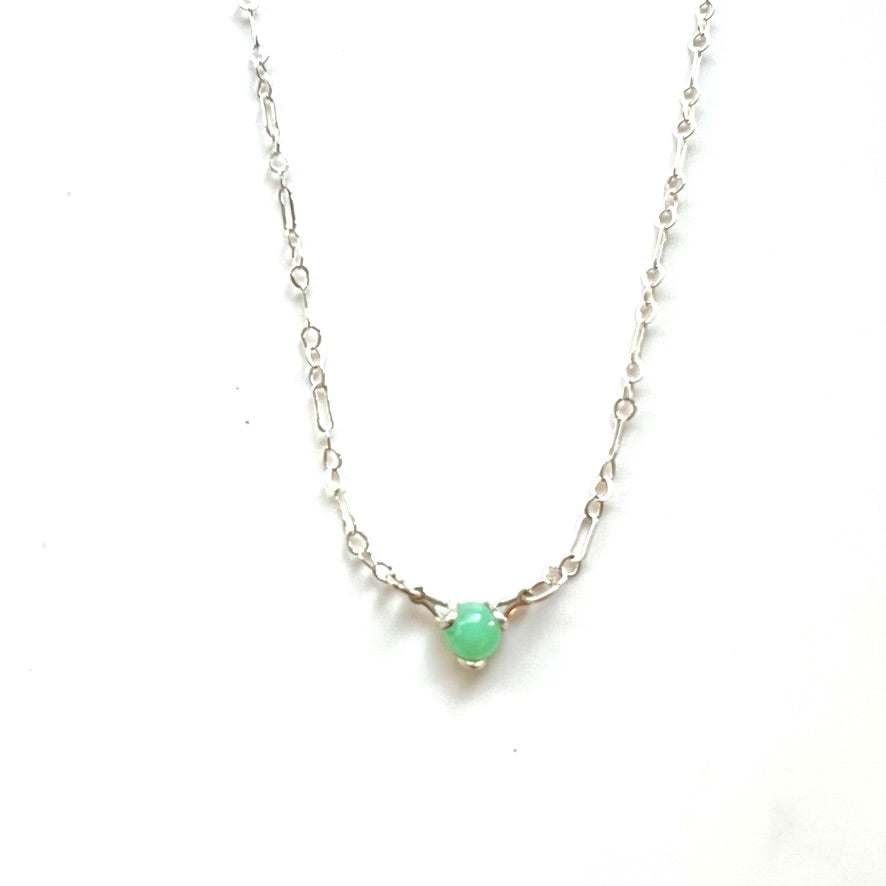 Mint Chrysoprase Fiore Style Necklace original design Hannah Daye & Co sterling silver