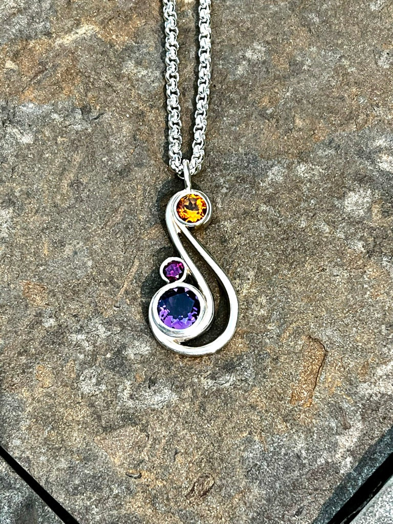 Aria pendant in Amethyst, Citrine and Garnet by Hannah Daye & Co