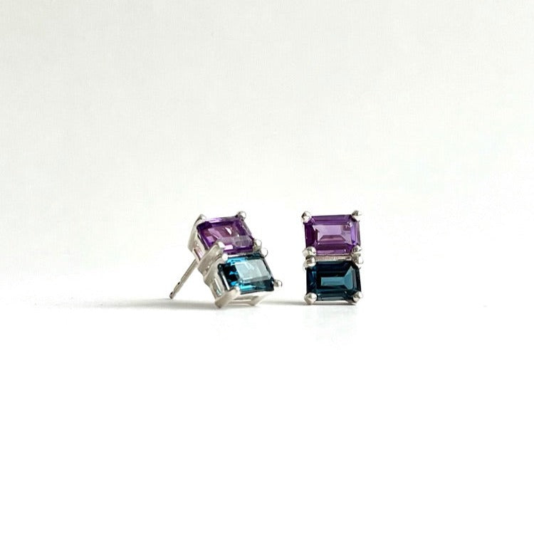 Lexington Earrings in Amethyst and London Blue Topaz by Hannah Daye jewelry