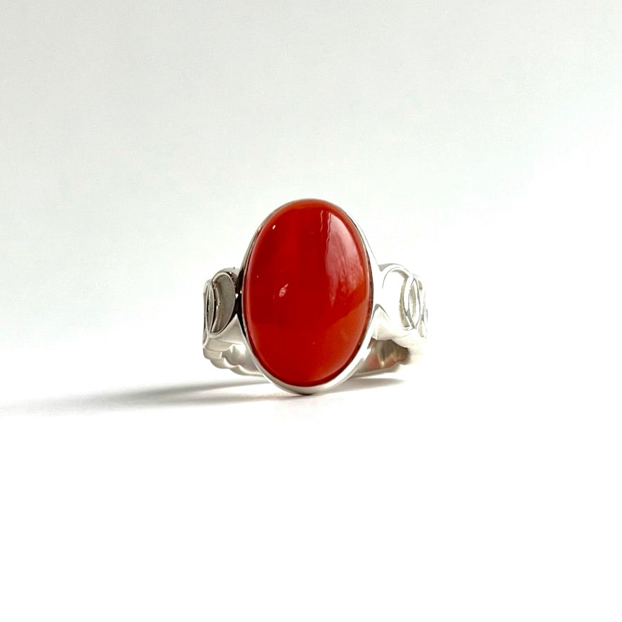 Oslo Ring Carnelian Sterlign Silver original design Hannah Daye & Co hand-crafted